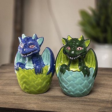 Pacific Trading Dragon Hatchling Magnetic Salt and Pepper Shaker Set 3.5 Inch Multicolor