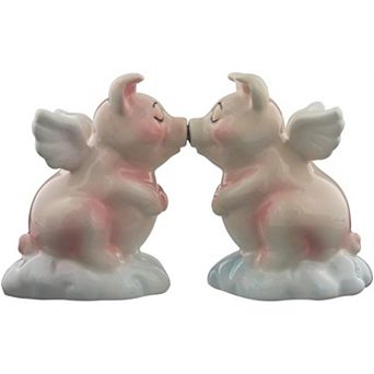 When Pigs Fly Hog Heaven Ceramic Magnetic Salt and Pepper Shaker Set