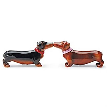 Long Love Affair Dachshund Ceramic Magnetic Salt and Pepper Shaker Set