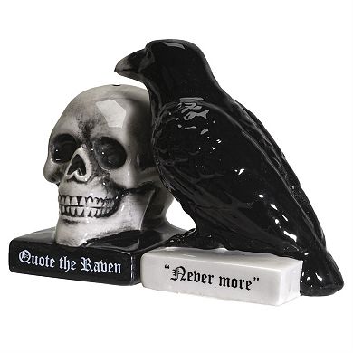 Quoth The Raven Halloween Ceramic Salt and Pepper Shakers Set