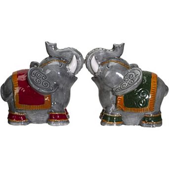 Raja Elephants Ceramic Magnetic Salt and Pepper Shakers Set
