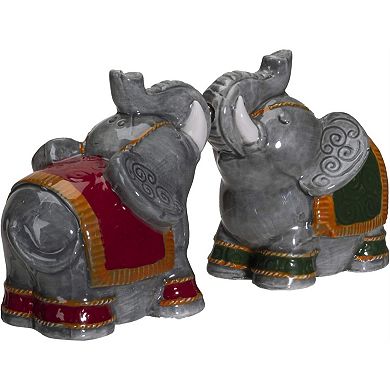 Raja Elephants Ceramic Magnetic Salt and Pepper Shakers Set