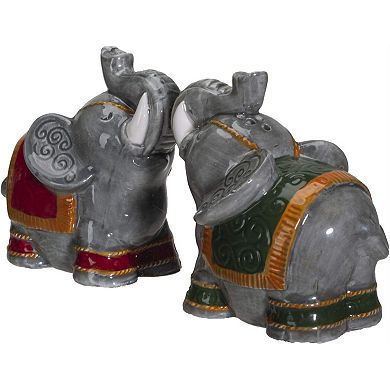 Raja Elephants Ceramic Magnetic Salt and Pepper Shakers Set