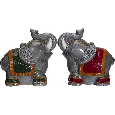 Raja Elephants Ceramic Magnetic Salt and Pepper Shakers Set
