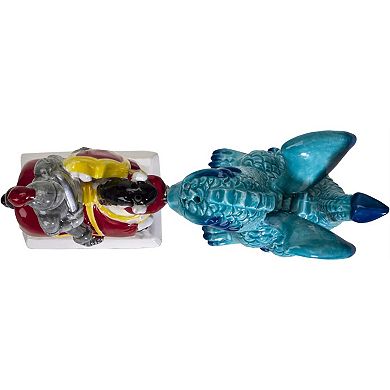 Knight on Horse and Dragon Ceramic Salt and Pepper Shakers Set