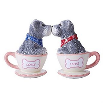 Schnauzer Puppy Love 3 inch Ceramic Salt and Pepper Shaker Set