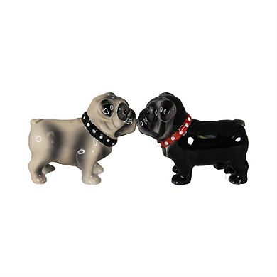 Puppy Little Love Pugs Ceramic Magnetic Salt and Pepper Shakers