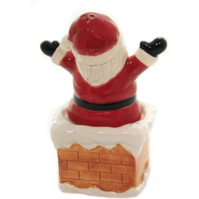 Santa On Chimney Ceramic Magnetic Salt and Pepper Shakers