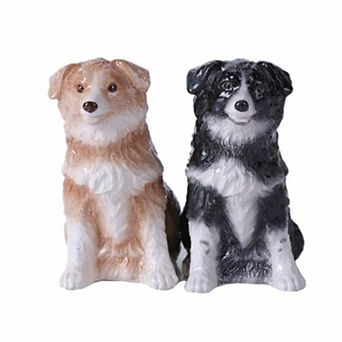 4.75 in Border Collie Couple Magnetic Salt and Pepper Shaker Kitchen Set
