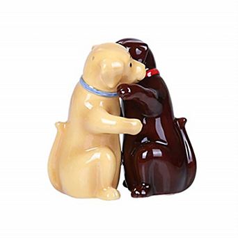 Hugging Labradors Magnetic Ceramic Salt and Pepper Shakers Set