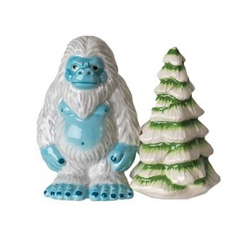 Pacific Trading Yeti With White Pine Tree Ceramic Magnetic Salt and Pepper Shaker Set