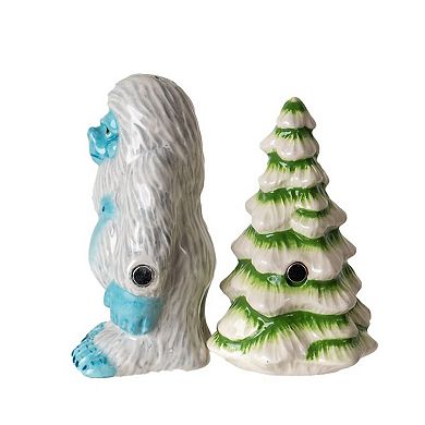Pacific Trading Yeti With White Pine Tree Ceramic Magnetic Salt and Pepper Shaker Set