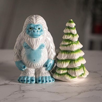 Pacific Trading Yeti With White Pine Tree Ceramic Magnetic Salt and Pepper Shaker Set