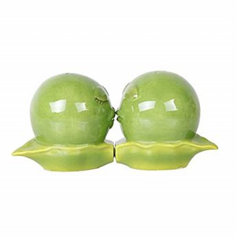 Pacific Trading Kissing Peas in A Pod Magnetic Salt and Pepper Shakers Gift Box Set Ceramic