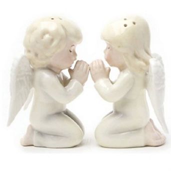 Pacific Trading Praying Angels Kneeling Ceramic Magnetic Salt and Pepper Shakers