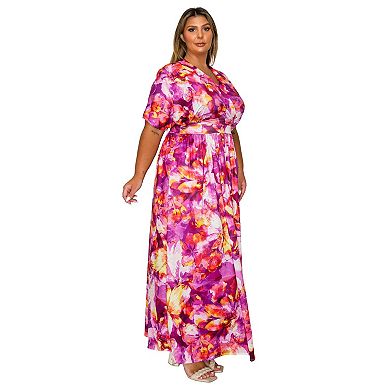 Plus Size Minoa Floral Empire Waist Dress