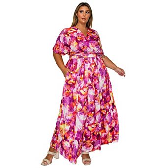 Plus Size Minoa Floral Empire Waist Dress