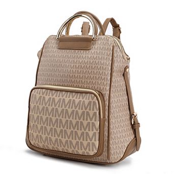 MKF Collection June M Logo Printed Faux Leather Backpack