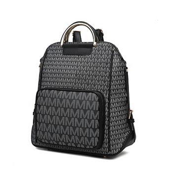 MKF Collection June M Logo Printed Faux Leather Backpack
