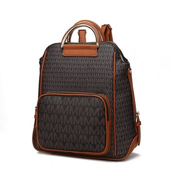 MKF Collection June M Logo Printed Faux Leather Backpack