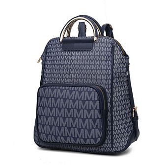 MKF Collection June M Logo Printed Faux Leather Backpack