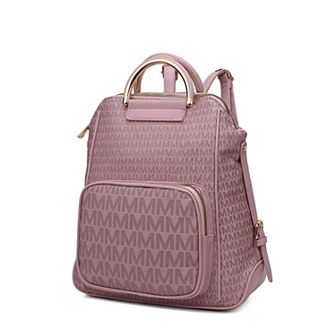 MKF Collection June M Logo Printed Faux Leather Backpack