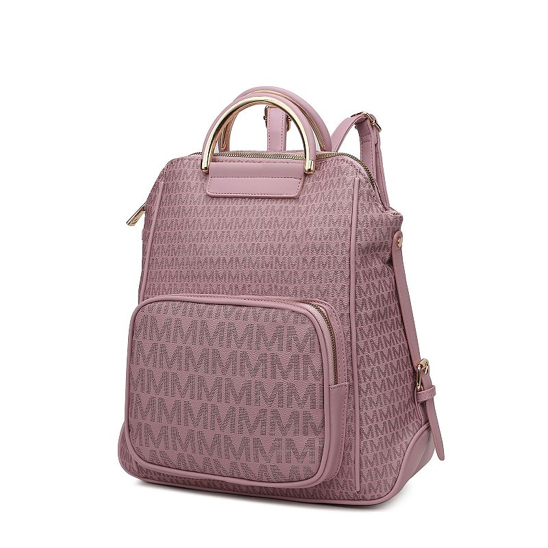 MKF Collection June M Logo Printed Faux Leather Backpack, Purple