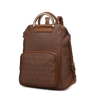 MKF Collection June M Logo Printed Faux Leather Backpack