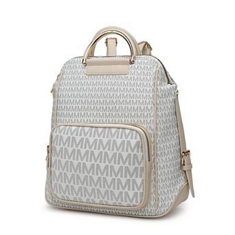 MKF Collection June M Logo Printed Faux Leather Backpack