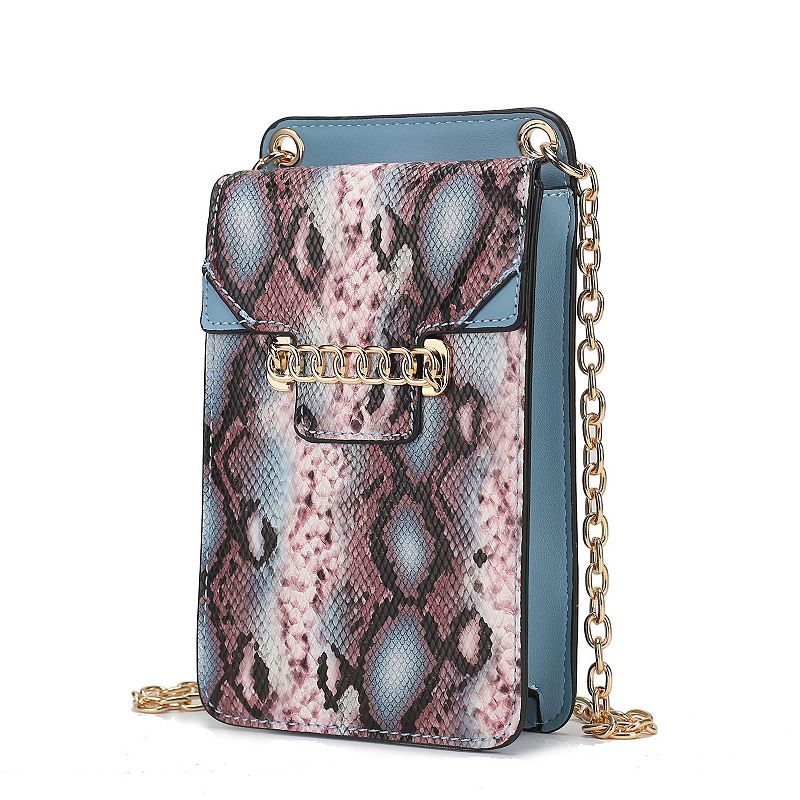 MKF Collection Yael Snake Embossed Faux Leather Crossbody Phone Bag, Blue