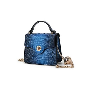 MKF Collection Luxe Croc-Embossed Mini Satchel Bag with Chain Strap