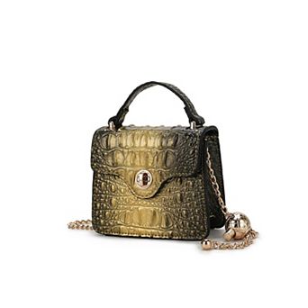 MKF Collection Luxe Croc-Embossed Mini Satchel Bag with Chain Strap