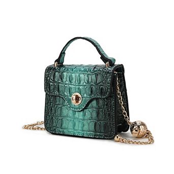MKF Collection Luxe Croc-Embossed Mini Satchel Bag with Chain Strap
