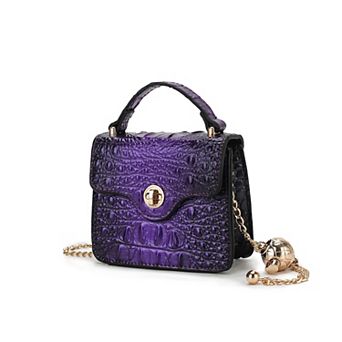 MKF Collection Luxe Croc-Embossed Mini Satchel Bag with Chain Strap