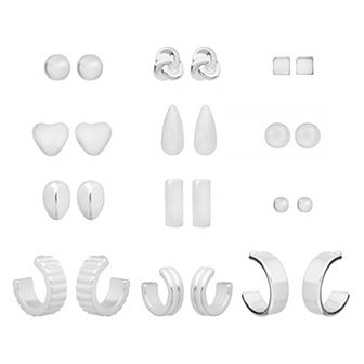 LC Lauren Conrad 12-Pair Silver-Tone Metal Shapes Nickel Free Earring Set