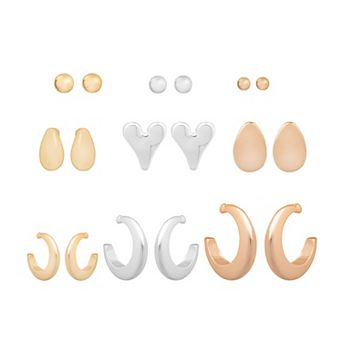 LC Lauren Conrad 9-Pair Tri-Tone Nickel Free Earring Set