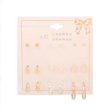 LC Lauren Conrad 9-Pair Tri-Tone Nickel Free Earring Set