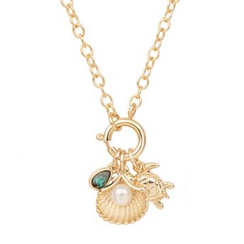 LC Lauren Conrad Gold Tone Sealife Charm Necklace