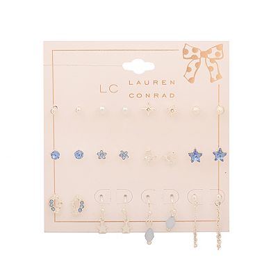 LC Lauren Conrad Silver Tone 12-Pair Moon & Stars Earring Set