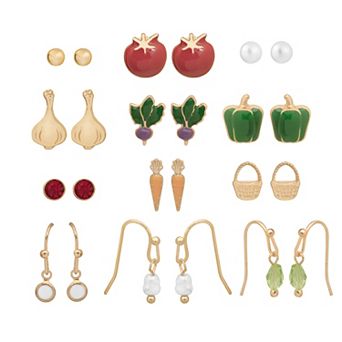 LC Lauren Conrad Gold Tone 12-Pair Veggies Earring Set