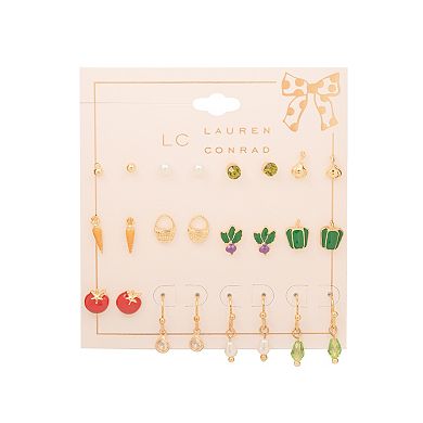 LC Lauren Conrad Gold Tone 12-Pair Veggies Earring Set