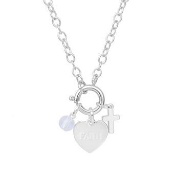 LC Lauren Conrad Silver Tone Heart & Cross Charm Necklace