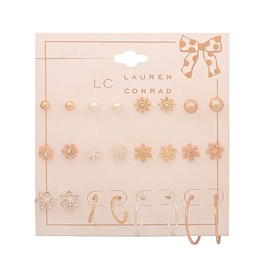 LC Lauren Conrad 12-Pair Snowflake Earring Set