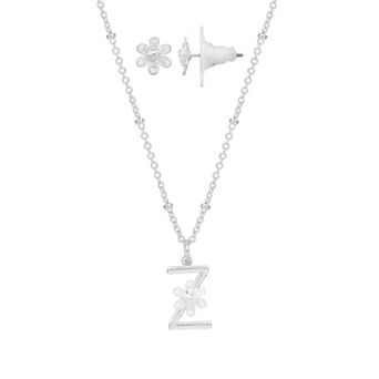 LC Lauren Conrad Initial Floral Filigree Necklace & Post Earring Set