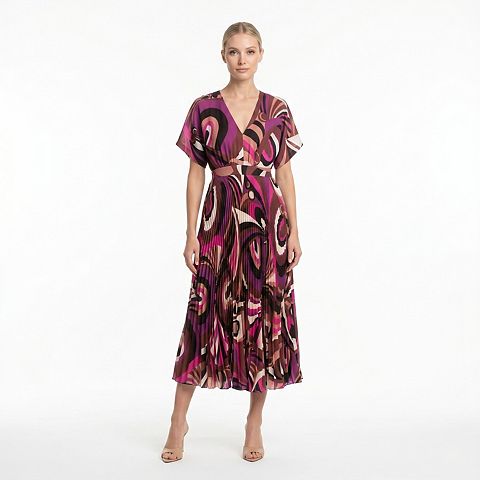 Женские платья Maison Women's Maison Tara Mod Print V-Neck Pleat Skirt Dress