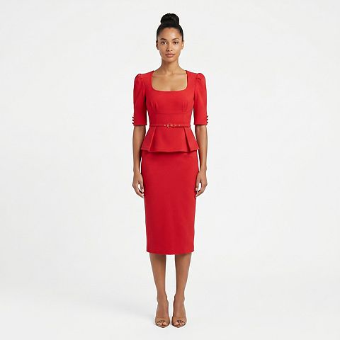 Женские платья Maison Women's Maison Tara Knit Boucle Peplum Midi Dress