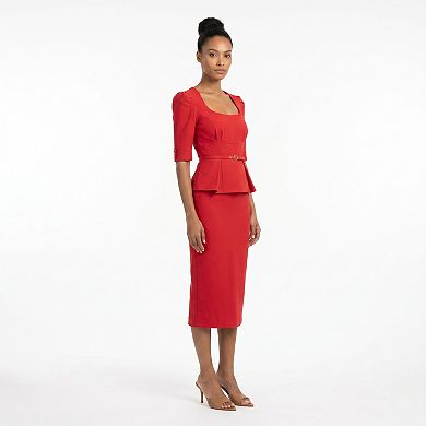 Women's Maison Tara Knit Boucle Peplum Midi Dress