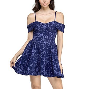Juniors' Maison Tara Jacquard Drop-Waist Fit & Flare Dress