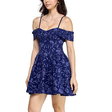 Juniors' Maison Tara Jacquard Drop-Waist Fit & Flare Dress