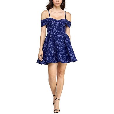 Juniors' Maison Tara Jacquard Drop-Waist Fit & Flare Dress